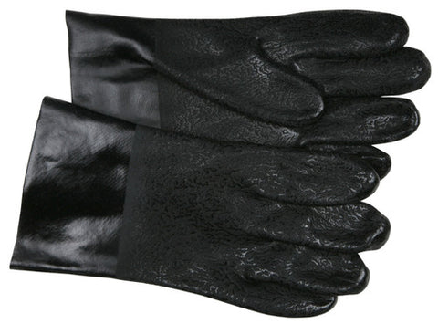 MCR PVC Coated Work Gloves - Double Dipped with Textured Black PVC - Soft Interlock Lining - 10 Inch Length - Box of 12
