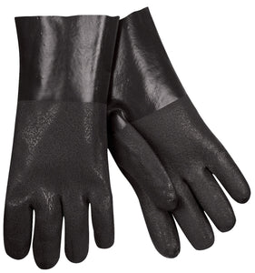 MCR PVC Coated Work Gloves - Double Dipped with Textured Black PVC - Soft Jersey Lining - 12 Inch Length - Box of 12