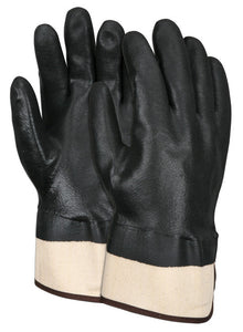 MCR PVC Coated Work Gloves - Double Dipped with Sandy Black PVC - Soft Jersey Lining - Safety Cuff - Box of 12