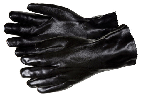 MCR PVC Coated Work Gloves - Double Dipped with Sandy Black PVC - Soft Jersey Lining - 14 Inch Length - Box of 12