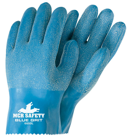 MCR Blue Grit® Series - Textured Rubber Coated Work Gloves - 10 Inch Length - Box of 12