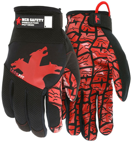 MCR Predator® TaskFit™ Mechanics Gloves - Synthetic Leather Palm - Silicone Tire Tread Grip - Adjustable Wrist Closure - Box of 12
