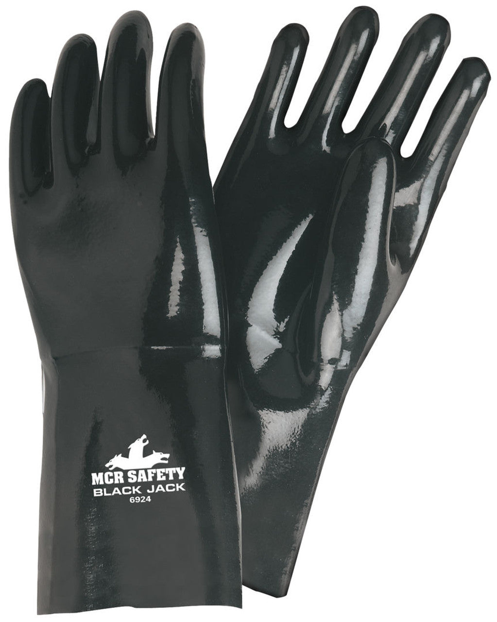 MCR Black Jack® Series - Black Neoprene Coated Work Gloves - Multi-Dipped Smooth Neoprene - 14 Inch Length Fully Coated - Box of 12