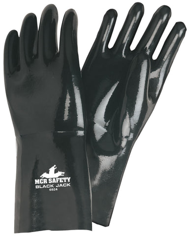 MCR Black Jack® Series - Black Neoprene Coated Work Gloves - Multi-Dipped Smooth Neoprene - 14 Inch Length Fully Coated - Box of 12