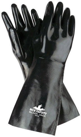 MCR Black Jack® Series - Black Neoprene Fully Coated Work Gloves - Multi-Dipped Smooth Neoprene - 18 Inch Length - Box of 12