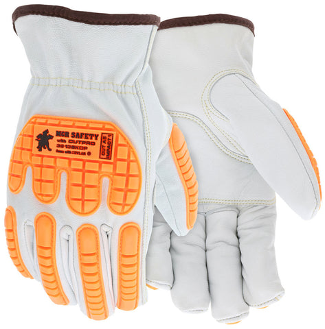 MCR Safety CutPro® - Leather Driver Cut Resistant Work Gloves - Padded Double Palm with TPR Back - Lined with DuPont™ Kevlar® Aramid - Grain Goatskin Leather - Keystone Thumb - Box of 12
