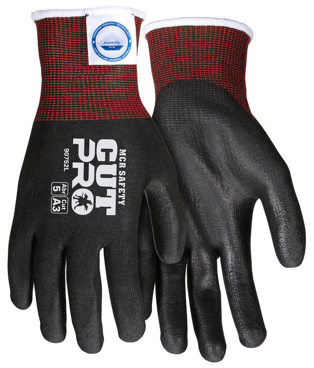 MCR Safety CutPro® - 15 Gauge Dyneema® Diamond Technology - Cut Resistant Work Gloves - Polyurethane (PU) Coated Palm and Fingertips