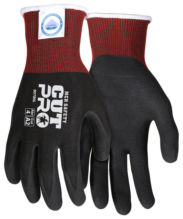 MCR Safety CutPro® - 18 Gauge Dyneema® Diamond Technology - Cut Resistant Work Gloves - Sandy Nitrile Foam Coated Palm and Fingertips