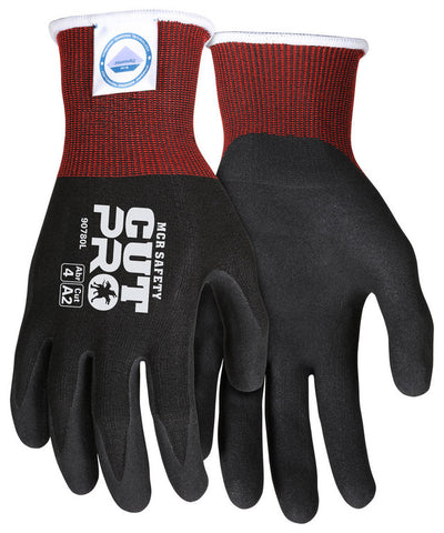 MCR Safety CutPro® - 18 Gauge Dyneema® Diamond Technology - Cut Resistant Work Gloves - Sandy Nitrile Foam Coated Palm and Fingertips
