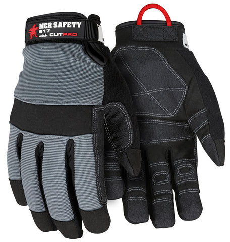 MCR Safety Cut Pro® - Mechanics Glove Synthetic Leather Palm - Adjustable Hook and Loop Wrist Closure - Cut Resistant - Fully Lined with DuPont™ Kevlar® Aramid Shell