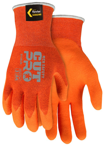 MCR Safety CutPro® - 13 Gauge Orange DuPont™ Kevlar® Aramid Shell - Cut Resistant Work Gloves - Latex Foam Coated Palm and Fingertips