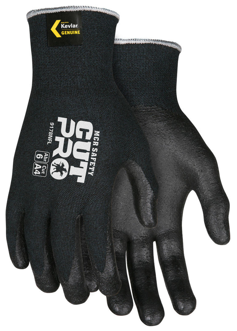 MCR Safety CutPro® - 13 Gauge Black DuPont™ Kevlar® Aramid / Synthetic Shell - Cut Resistant Work Gloves - Nitrile Foam Coated Palm and Fingertips