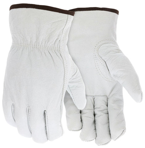 MCR Insulated Leather Drivers Work Gloves - Buffalo Grain with Shirred Elastic Back - Lined with Thinsulate® - Box of 12