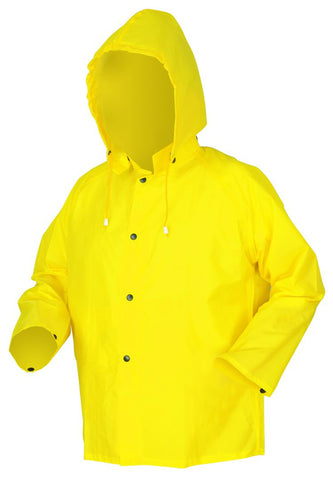 MCR Navigator Series Rain Gear - .22mm Polyurethane / Nylon Rainwear - Waterproof Yellow Rain Jacket - Detachable Hood