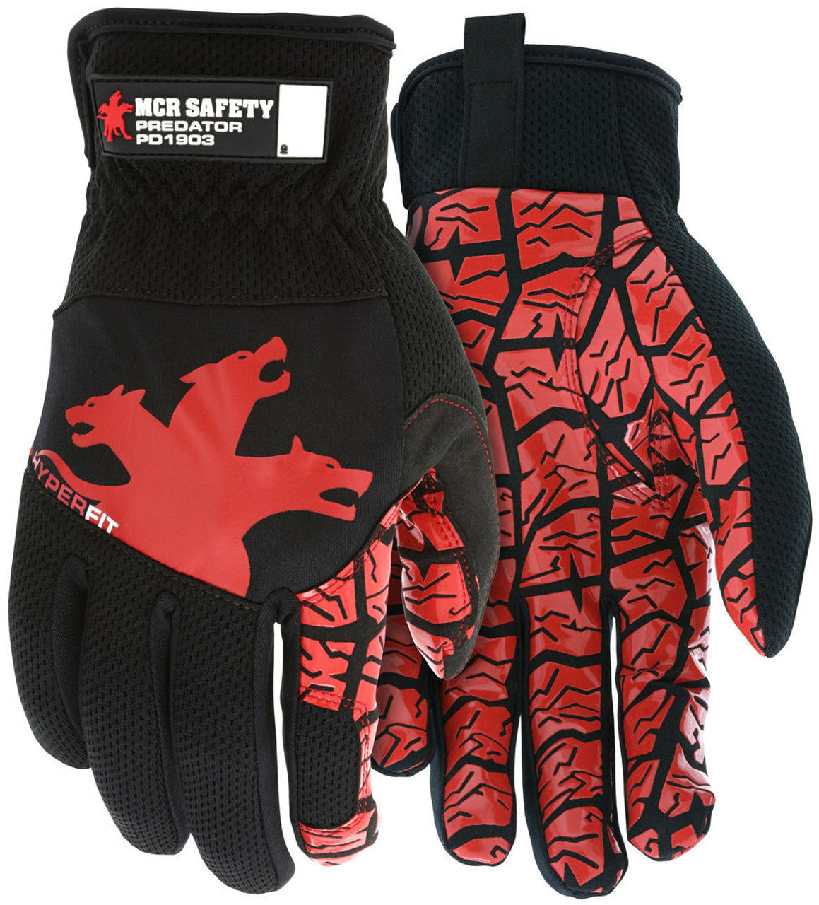 MCR Predator ® HyperFit® Mechanics Gloves - Silicone Tire Tread Grip - Synthetic Leather Palm - Box of 12