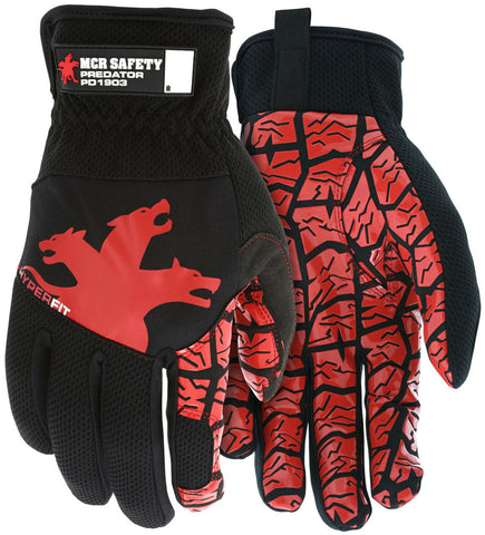 MCR Predator ® HyperFit® Mechanics Gloves - Silicone Tire Tread Grip - Synthetic Leather Palm - Box of 12