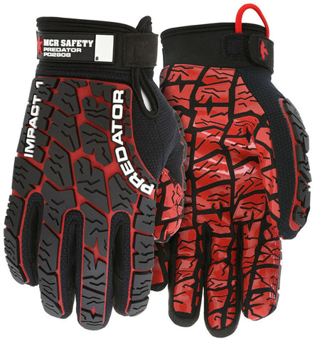 MCR Predator® Mechanics Work Gloves - Impact Resistant Gloves - Silicone Tire Tread Grip - Synthetic Leather Palm - Patented Tire Tread TPR Back of Hand Protection - Box of 12