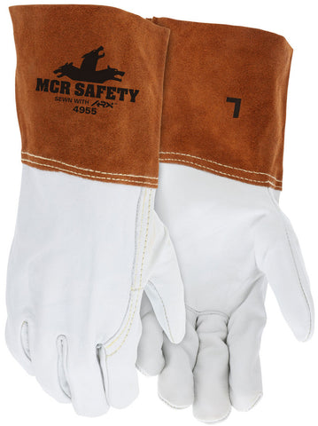 MCR Leather Welding Work Gloves - Competitive Value (CV) C+ Grade Grain Cow Leather - 4 Inch Split Leather Gauntlet Cuff - Box of 12