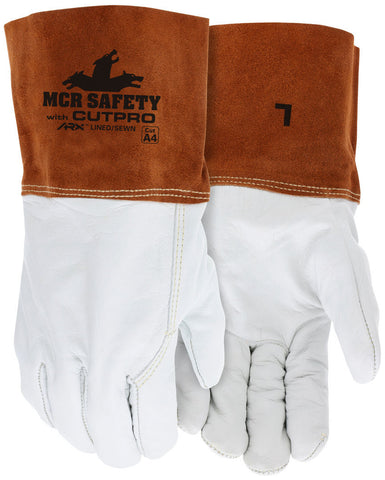 MCR Leather Welding Work Gloves - Competitive Value (CV) C+ Grade Grain Cow Leather - 4 Inch Split Leather Bell Cuff - Box of 12