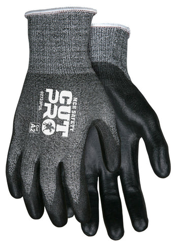 MCR Safety CutPro® - 13 Gauge HyperMax® HPPE Shell - Cut, Abrasion and Puncture Resistant - PU Coated Palm and Fingertips - Black Polyurethane Coating adds Abrasion Resistance - Box of 12