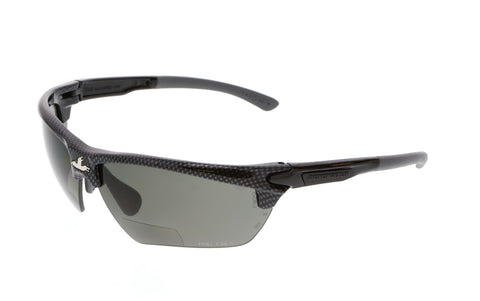 MCR Dominator® DM3 Safety Glasses - 2.5 Magnifier - Gray Lens - Carbon Fiber Frame - MAX36 Dual Coating - Polarized - Part# DM3H25GZDC