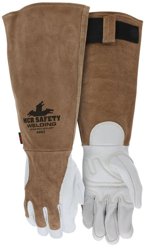 MCR Safety Welding - Premium Top Grain Goatskin Leather Palm - Split Cowskin Leather Back - 10 Inch Cowhide Leather Cuff - Box of 12