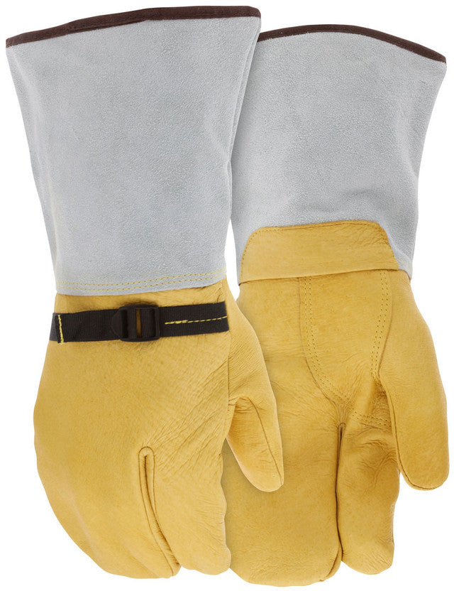 MCR Safety Welding - Premium Grain Pigskin Welding Mitt - Wool Lined - 5 Inch Split Cow Skin Cuff - Box of 12