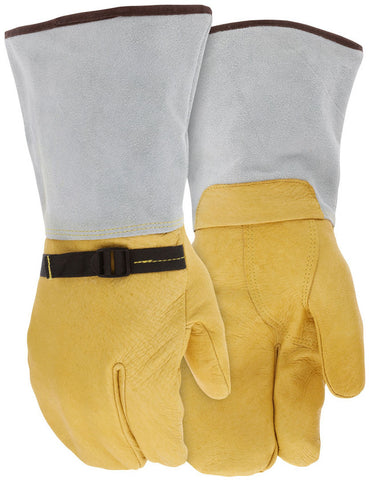 MCR Safety Welding - Premium Grain Pigskin Welding Mitt - Wool Lined - 5 Inch Split Cow Skin Cuff - Box of 12