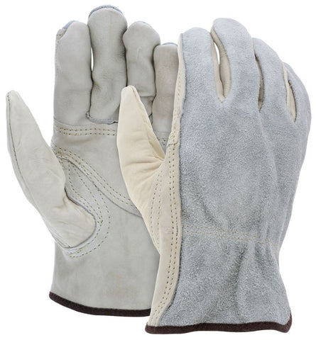 MCR Leather Drivers Work Gloves - Competitive Value (CV) E Grade - Grain Leather Patch Palm - Split Leather Back - Keystone Thumb - Box of 12