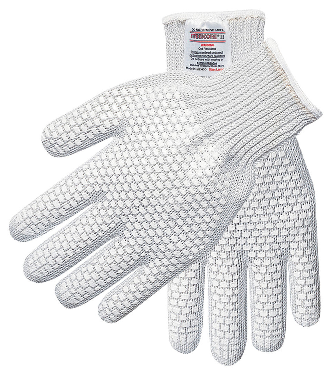 MCR Safety Steelcore® ll 7-Gauge Cut Resistant Work Gloves - Polyester Wrapped Stainless Steel - PVC Blocks on Two Sides - Box of 12