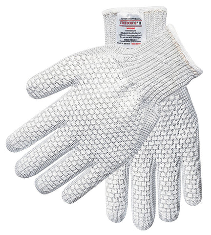 MCR Safety Steelcore® ll 7-Gauge Cut Resistant Work Gloves - Polyester Wrapped Stainless Steel - PVC Blocks on Two Sides - Box of 12