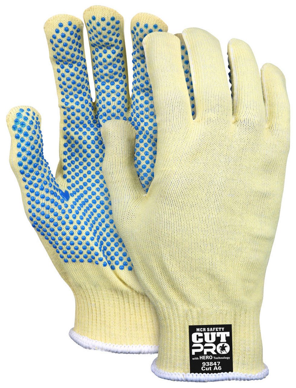 MCR Safety CutPro® with Hero™ Technology - 13 Gauge Regular Weight Shell - Made with ARX® Aramid Fibers - PVC Dotted Palm - Cut Resistant Work Gloves - Box of 12