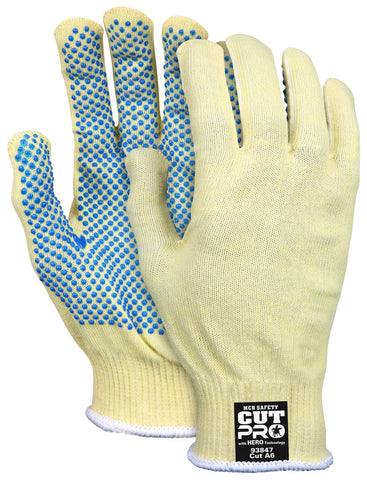 MCR Safety CutPro® with Hero™ Technology - 13 Gauge Regular Weight Shell - Made with ARX® Aramid Fibers - PVC Dotted Palm - Cut Resistant Work Gloves - Box of 12