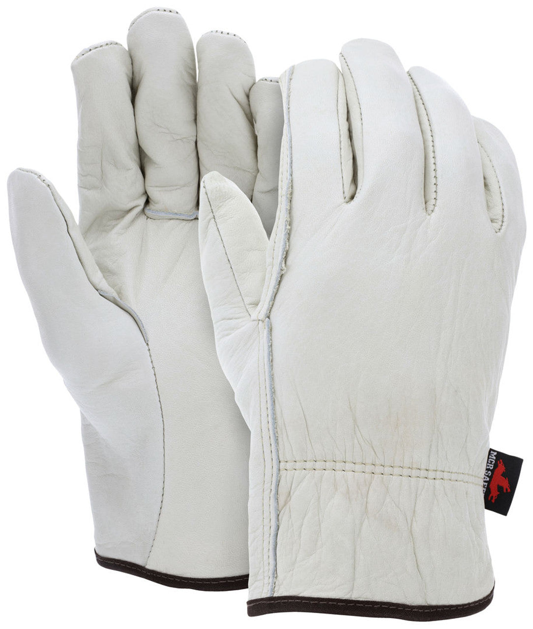 MCR Leather Drivers Work Gloves - Select B Grade Unlined Grain Cow Leather - Straight Thumb - Cowskin Provides Excellent Abrasion and Durability - Box of 12