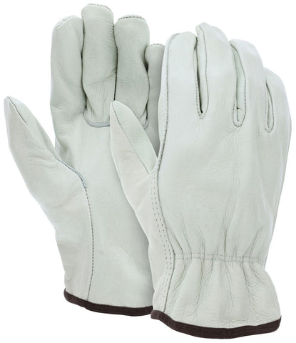 MCR Leather Drivers Work Gloves Select Grade Unlined Grain Cow Leather Straight Thumb Grain cowskin offers abrasion resistance, value, and durability - Box of 12