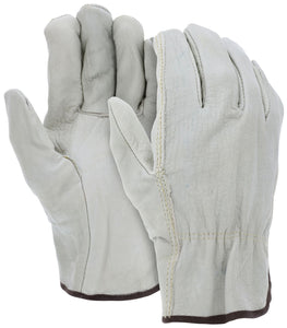 MCR Leather Drivers Work Gloves - Competitive Value (CV) C Grade Unlined Grain Cow Leather - Straight Thumb - Provides Excellent Abrasion Resistance and Durability - Box of 12