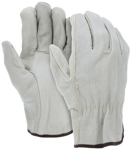 MCR Leather Drivers Work Gloves - Competitive Value (CV) C Grade Unlined Grain Cow Leather - Straight Thumb - Provides Excellent Abrasion Resistance and Durability - Box of 12
