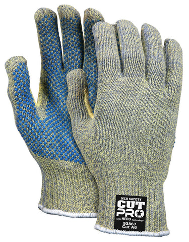 MCR Safety CutPro® with Hero™ Technology - 7 Gauge Regular Weight Shell Made with ARX® Aramid Fibers - PVC Dotted Palm - Cut Resistant Work Gloves - Box of 12