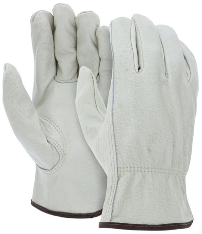 MCR Leather Drivers Work Gloves - Competitive Value (CV) C+ Grade Unlined Grain Cowskin Leather - Keystone Thumb - Box of 12
