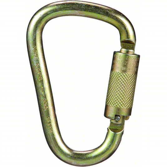 MSA Steel Carabiner, 1" Gate Opening, Auto-Locking for Confined Space Entry Kit Part# 10089207