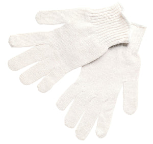 MCR String Knit Work Gloves - 7 Gauge Regular Weight - White Cotton Polyester - Hemmed Cuff - Multi-purpose Cotton Polyester Strings Knit Gloves - Box of 12
