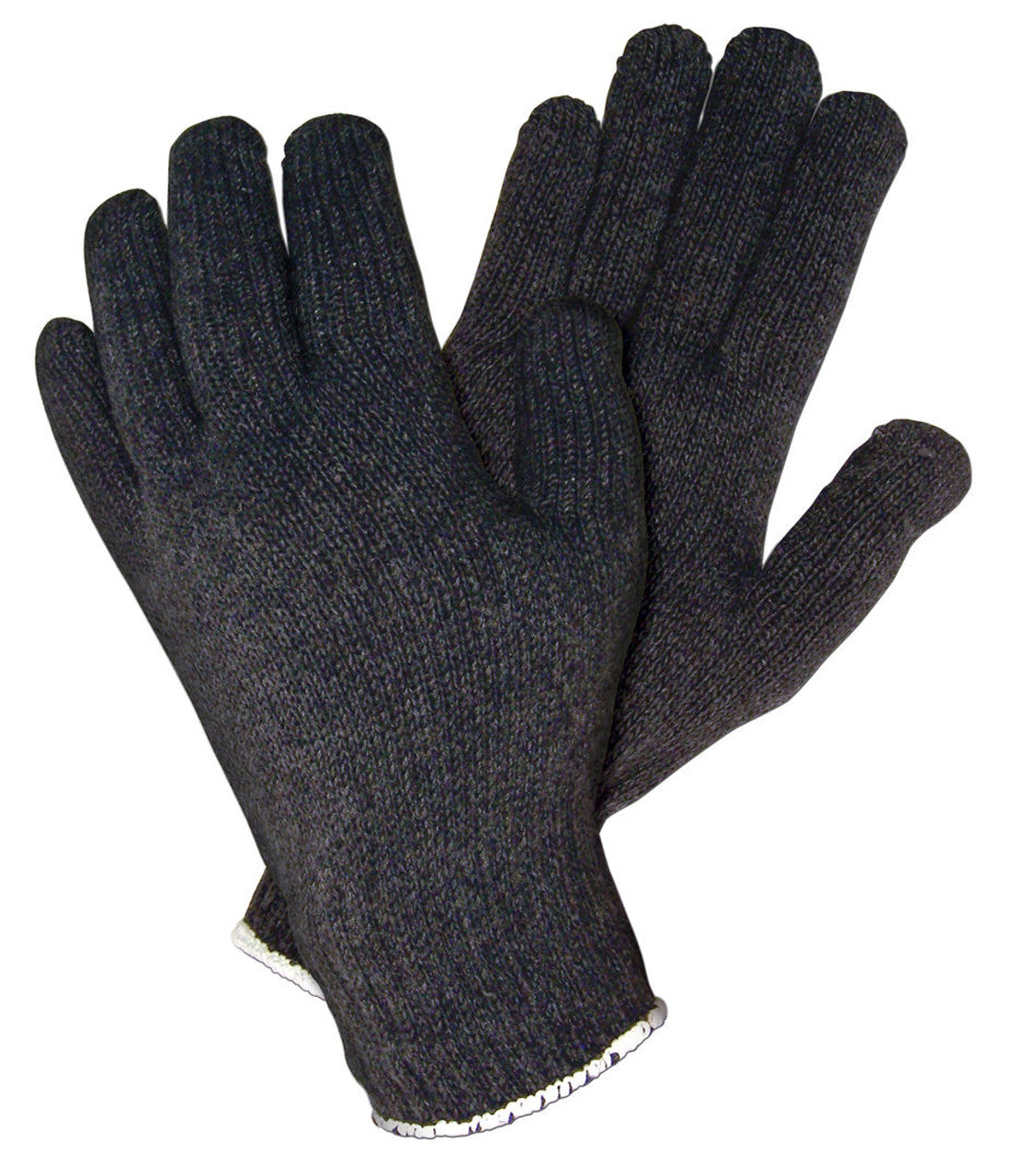 MCR String Knit Work Gloves - 7 Gauge Regular Weight - Black Cotton Polyester - Hemmed Cuff - Multi-purpose Gloves - Box of 12