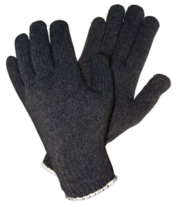 MCR String Knit Work Gloves - 7 Gauge Regular Weight - Black Cotton Polyester - Hemmed Cuff - Multi-purpose Gloves - Box of 12