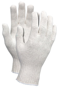 MCR String Knit Work Gloves 7 Gauge Regular Weight Natural Cotton/Polyester Overedge Hem - Box of 12