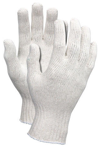 MCR String Knit Work Gloves 7 Gauge Regular Weight Natural Cotton/Polyester Overedge Hem - Box of 12