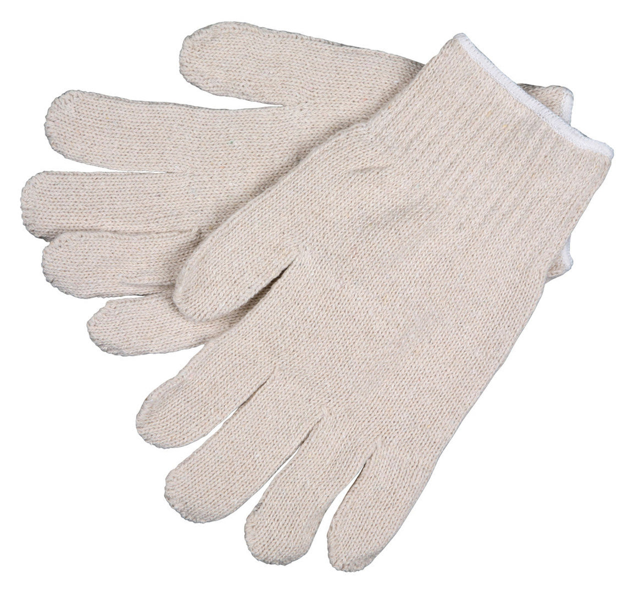 MCR String Knit Work Gloves - 7 Gauge Heavy Weight - Natural Cotton Polyester - Hemmed Cuff - Multi-purpose Gloves - Box of 12