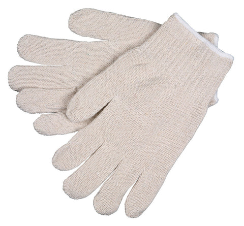 MCR String Knit Work Gloves - 7 Gauge Heavy Weight - Natural Cotton Polyester - Hemmed Cuff - Multi-purpose Gloves - Box of 12
