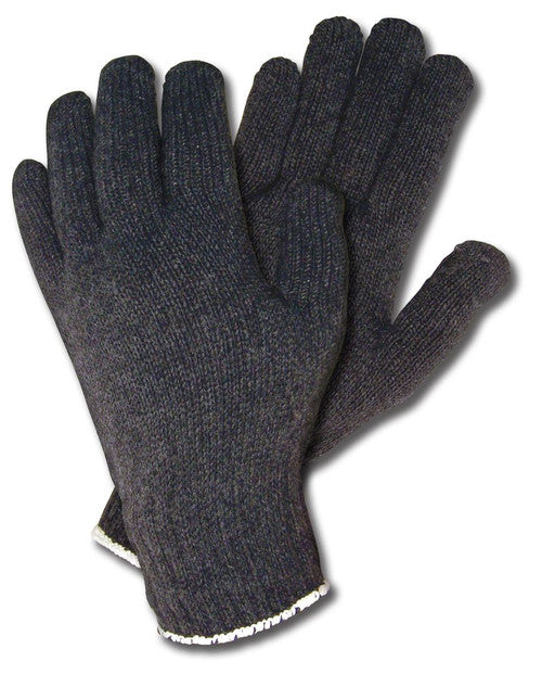 MCR String Knit Work Gloves - 7-Gauge Heavyweight Black Cotton/Polyester - Hemmed Cuff Multi-Purpose Gloves - Box of 12