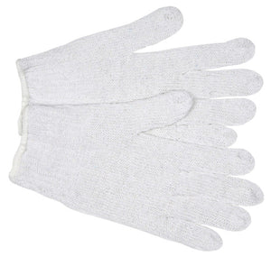 MCR String Knit Work Gloves - 7 Gauge Economy Weight - White 70% Cotton 30% Polyester - Hemmed Cuff - Multi-purpose Gloves - Box of 12