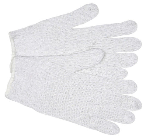MCR String Knit Work Gloves - 7 Gauge Economy Weight - White 70% Cotton 30% Polyester - Hemmed Cuff - Multi-purpose Gloves - Box of 12